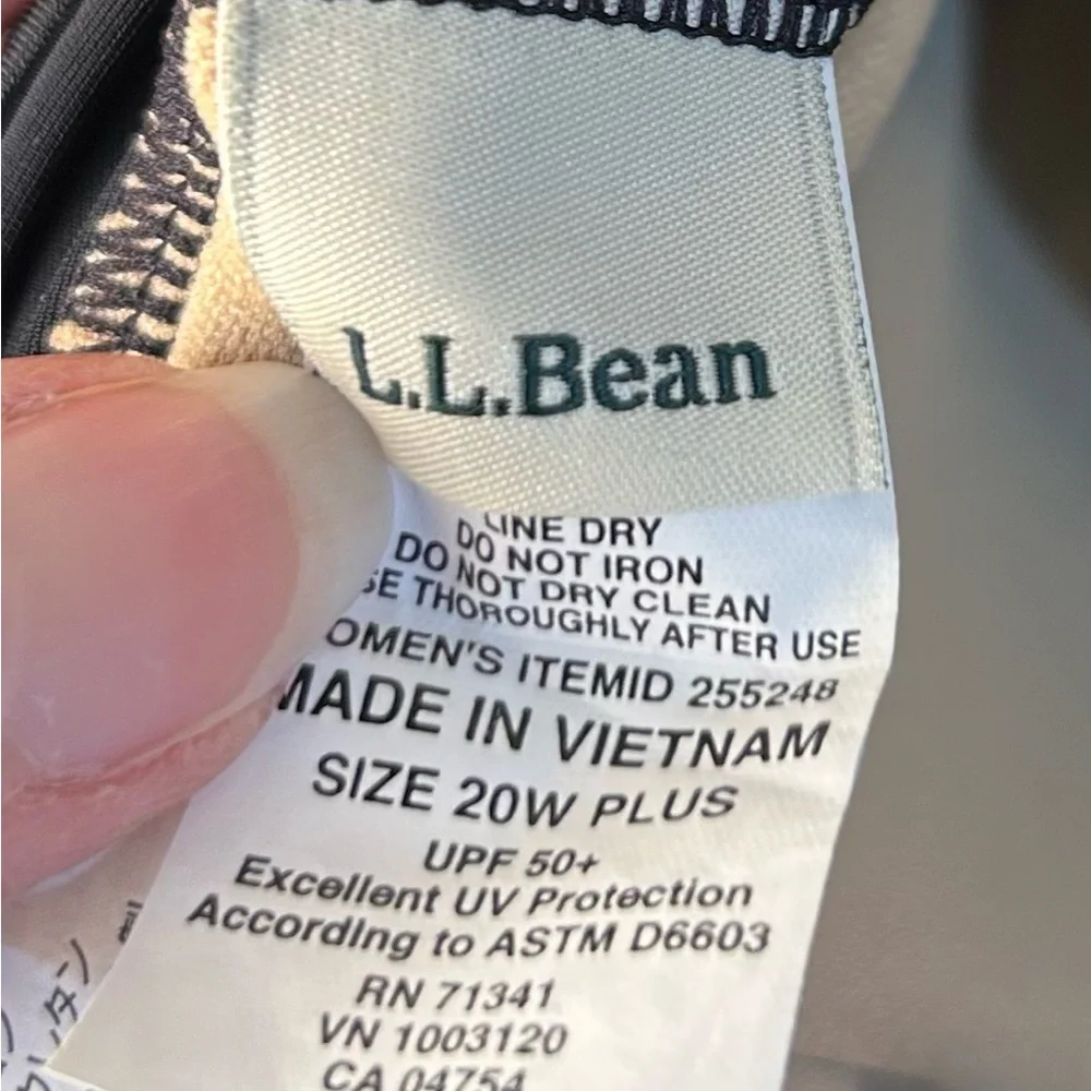 LL Bean Scoopneck‎ Tankini Top 20W Plus Black Full Padded Bra Lined Swim Beach